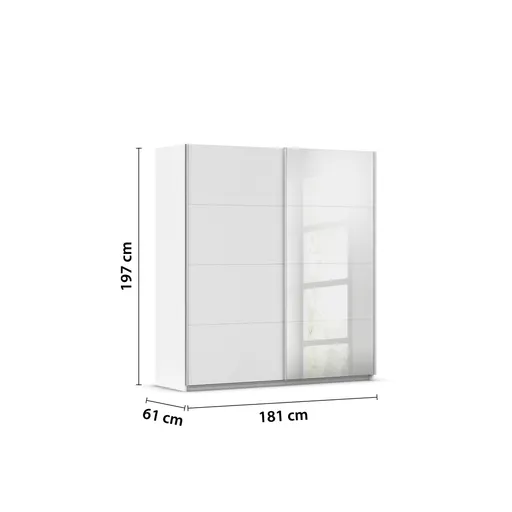 Schwebetürenschrank RUBITO- B ca. 181 cm, Weiß, Spiegel