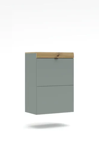 Schuhschrank - B ca. 60 cm, Schilfgrün, Artisan Eiche Nachbildung