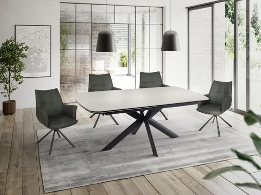 Esstisch MAXIE - ausziehbar, LB ca. 190x98 cm, Glaskeramik, Travertin farbig