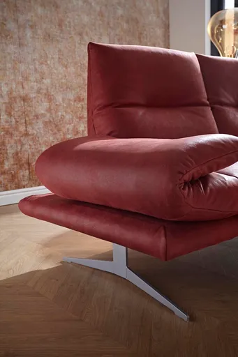 Sofa Lucero - 2,5-Sitzer inkl. Rückenlehne verstellbar, Leder, Weinrot