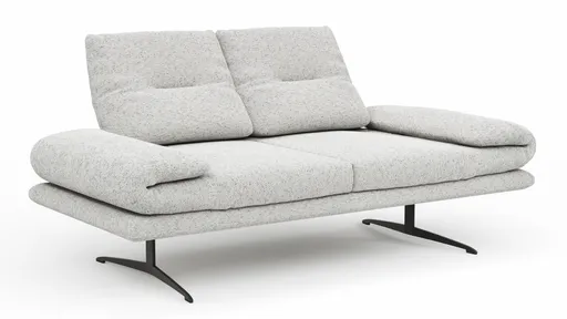 Sofa Lucero 2.0 - 2-Sitzer klein inkl. Drehsitz, Rollout-Armlehne und Sitztiefe verstellbar, Stoff, Offwhite