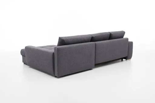 Polsterecke NANJA - 2-Sitzer mit Ecke rechts inkl. Schlaffunktion und Bettkasten, Webstoff Grau