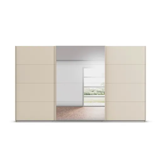 Schwebetürenschrank RIVASA- B ca. 361 cm, Champagner, Spiegel