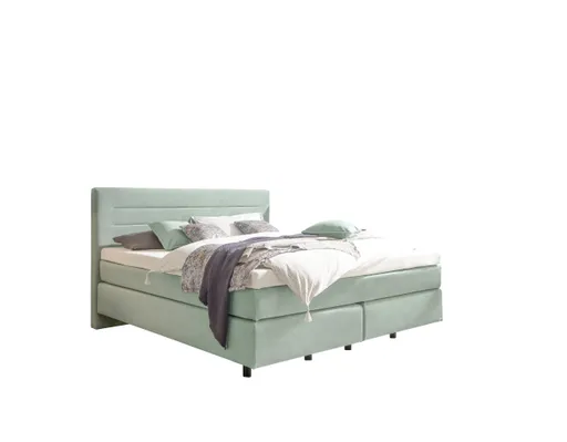 Boxspringbett EM Mirano - mit Matratze, Topper, Liegefläche ca. 180x200 cm, Stoff, Grün