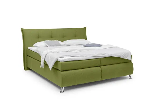 Boxspringbett HAROA- Liegefläche ca. 180x200 cm, Stoff, Grün, inkl. Topper