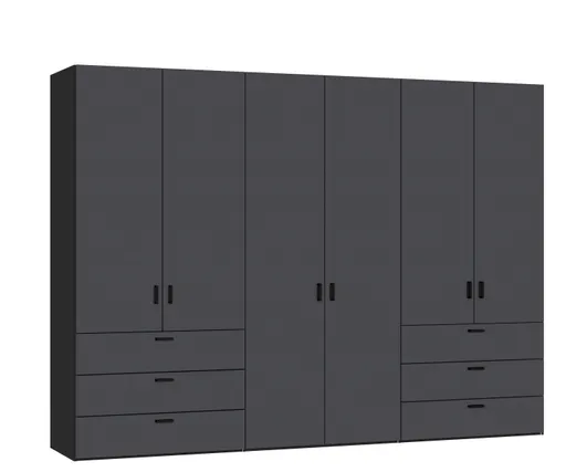 Drehtürenschrank JOIN IT- B ca. 303 cm, Schwarz, Anthrazit