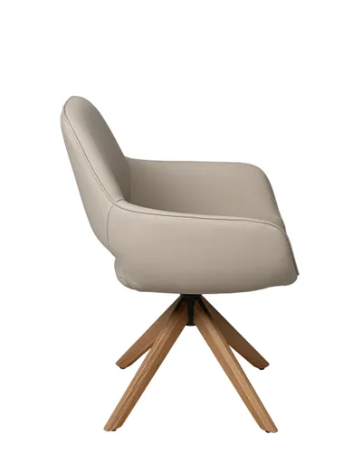 Armlehnstuhl MARIELLE - drehbar, Leder, Latte