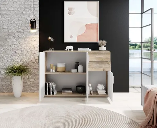 Kommode - B ca. 120 cm, Holz Nachbildung, Weiß
