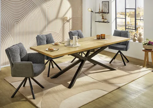 Armlehnstuhl - drehbar, Webstoff, Grau, Microfaser, Vintage grau