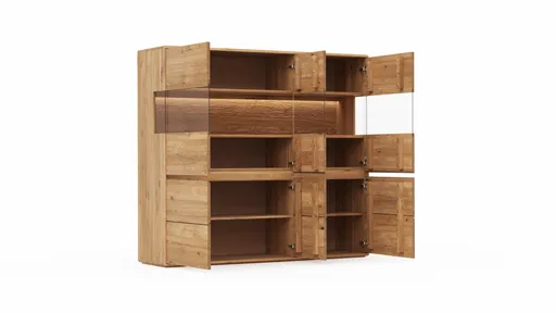 Highboard Hillsboro - inkl. Beleuchtung, Wildeiche natur, geölt