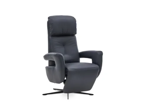 TV-Sessel - Größe M, Relaxfunktion, Kopfteil verstellbar, Leder, Dunkelblau