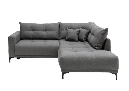Ecksofa - 2-Sitzer mit Longchair rechts, Stoff, Anthrazit