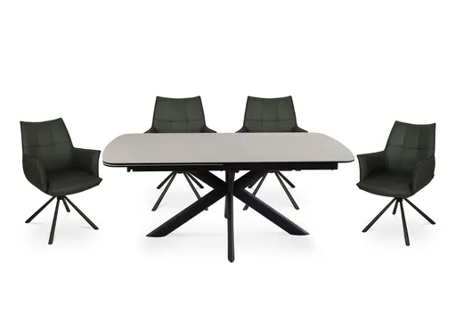 Esstisch MAXIE - ausziehbar, LB ca. 190x98 cm, Glaskeramik, Travertin farbig