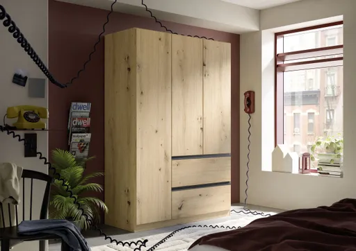 Drehtürenschrank RASA- B ca. 136 cm, Eiche  Dekor