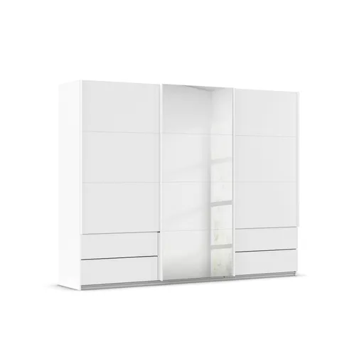 Schwebetürenschrank- B ca. 271, Weiß, Spiegel