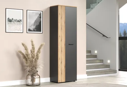 Garderobenschrank - B ca. 60 cm, Anthrazit, Eiche Coast Evoke Nachbildung