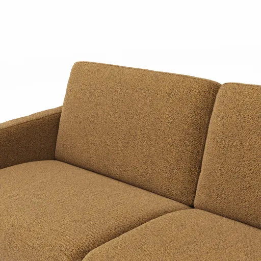Sofa Nuoro - 2,5-Sitzer inkl. Schlaffunktion, Armlehne mit Kufe, Stoff, Cognac