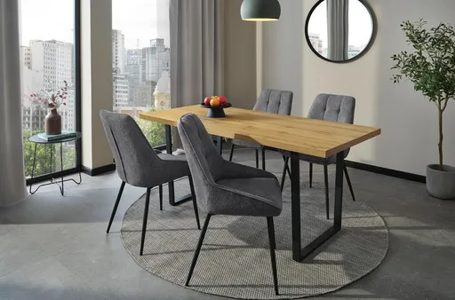 Esstisch - LB ca. 160x80 cm, Wildeiche Nachbildung, Schwarz