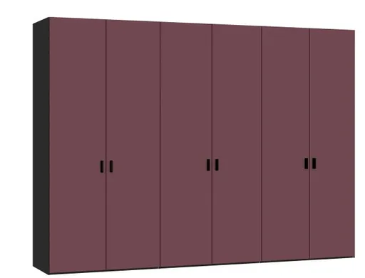 Drehtürenschrank JOIN IT- B ca. 303 cm, Schwarz, Glas, Berry, Matt