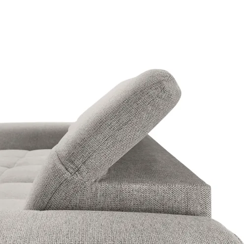Ecksofa - Longchair links mit 2-Sitzer, Kopfteil verstellbar, Sitztiefe verstellbar motorisch, Stoff, Taupe