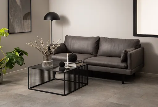 Couchtisch - LB ca. 80x80 cm, Marmoroptik, Schwarz