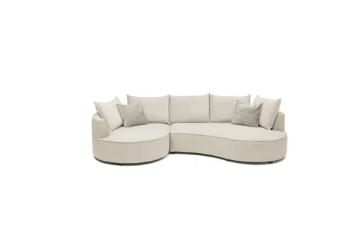Ecksofa - Ecke links, 2-Sitzer, Stoff, Creme