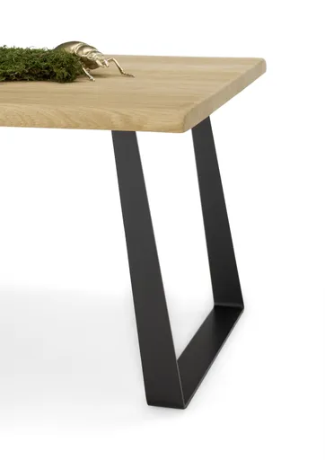 Couchtisch - LB ca. 110x60 cm, Wildeiche massiv geölt, Baumkante, Schwarz