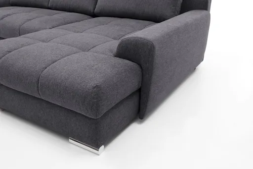 Polsterecke NANJA - 2-Sitzer mit Ecke rechts inkl. Schlaffunktion und Bettkasten, Webstoff Grau