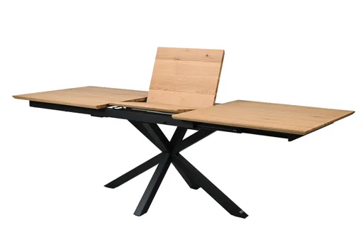 Esstisch MAKAIO - ausziehbar, LB ca. 180x90 cm, Eiche Furnier, Schweizer Kante, Schwarz