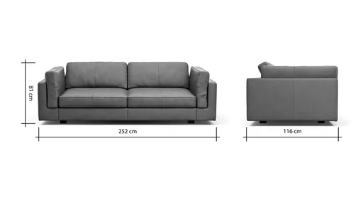 Sofa Aprino 3 - 3,5-Sitzer L, Dickleder, schwarz, Armlehne Kissen