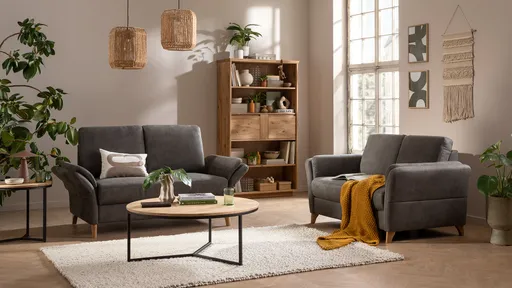 Sofa Vayra - 2-Sitzer, Stoff, Anthrazit