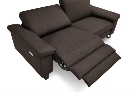 Sofa CALM PLUS 2.0 - 3-Sitzer, Relaxfunktion teilmotorisch, Stoff, Dunkelbraun
