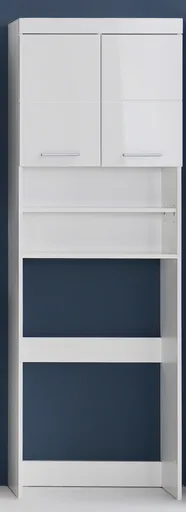 Waschmaschinenüberbau - B ca. 63 cm, Weiß, Weiß Hochglanz