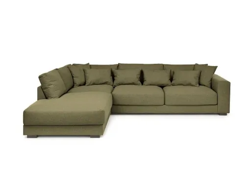 Ecksofa - Ecke links, 3-Sitzer, Stoff, Olive