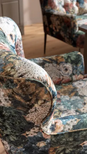 Sessel Scranton - Stoff, Flower rose/blau