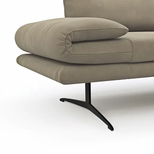 Sofa Lucero - 2,5-Sitzer inkl. Drehsitze und Armlehne/Rückenlehne und Sitztiefe verstellbar, Leder, Taupe 