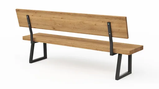 Holzbank Clifton - mit Rückenlehne, Breite ca. 200cm, Zerreiche massiv, natur