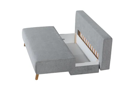 Querschläfer - Schlaffunktion mit Bettkasten, Stoff, Grau