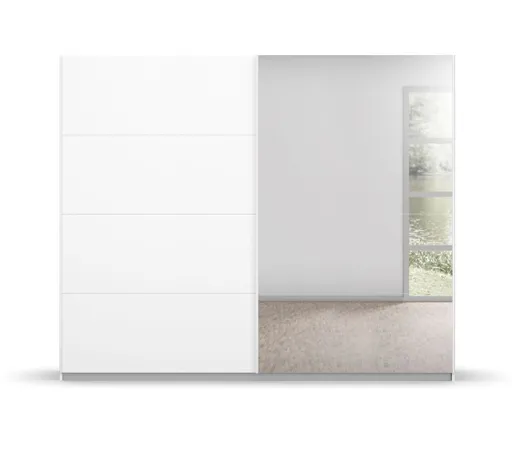 Schwebetürenschrank ROMAN- B ca. 271 cm, Weiß, Weiß Hochglanz, Spiegel