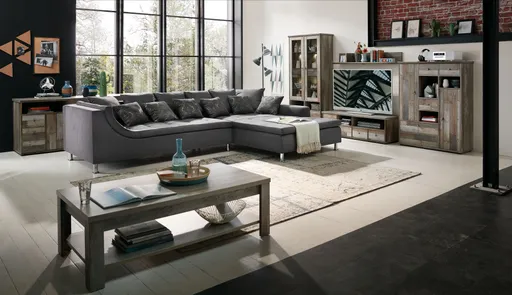 Ecksofa - Ecke links, 2,5-Sitzer, Stoff dunkelgrau