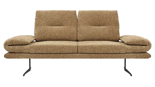 Ecksofa Lucero 2.0 - Longchair mit 2-Sitzer rechts inkl. Rückenlehne verstellbar, Stoff, Cognac