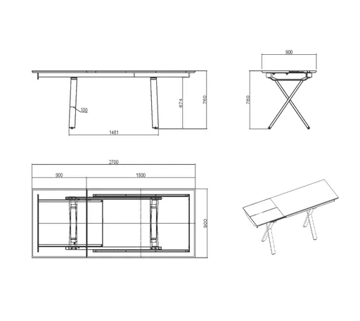 Esstisch MATTIES - ausziehbar, LB ca. 180x90 cm, Eiche Furnier, Schweizer Kante, Schwarz