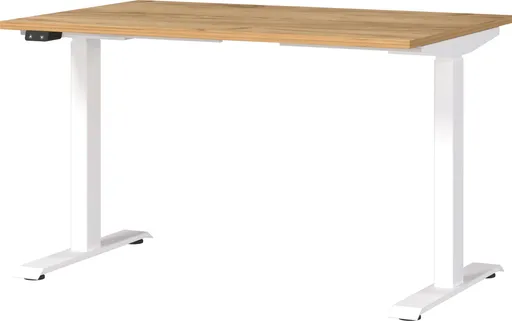 Schreibtisch GELI - höhenverstellbar, LB ca. 120x80 cm, Eiche Nachbildung, Weiß