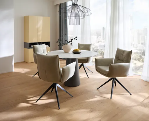 Esstisch Cono - LB 120x120 cm rund, Keramik, Weiß