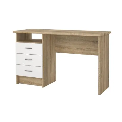 Schreibtisch - LB ca. 120x48 cm, Eiche Struktur Nachbildung, Weiß