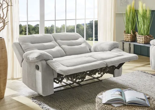 Sofa - 2-Sitzer, Relaxfunktion, Stoff, Grau