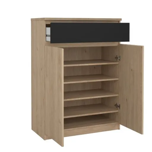Schuhschrank - B ca. 81 cm, Jackson Hickory Nachbildung, Schwarz