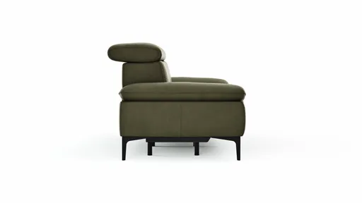 Sofa Felipa - 3-Sitzer inkl. Relaxfunktion (motorisch) und Kopfteil verstellbar, Leder, Olive