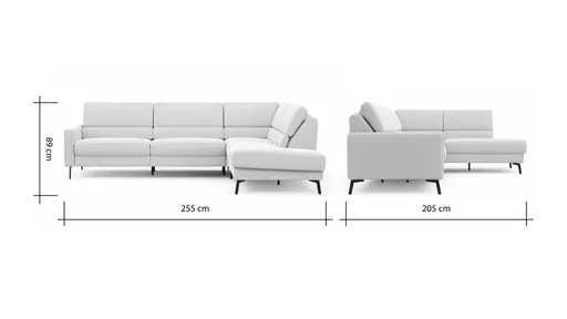 Ecksofa Valera - 3-Sitzer mit Ecke rechts inkl. Rückenlehne verstellbar, Stoff, Limone