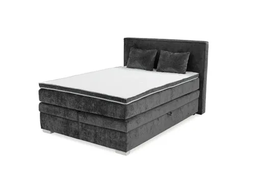 Boxspringbett JEANETTE- Liegefläche ca. 140x200 cm, Stoff, Grau